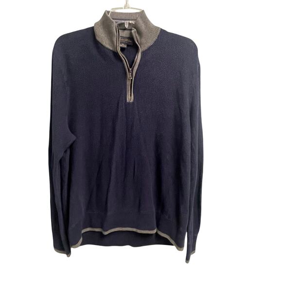 Brooks Brothers Textured Quarter Zip Pullover Combed Cotton Sweater Mens XL - Picture 1 of 4
